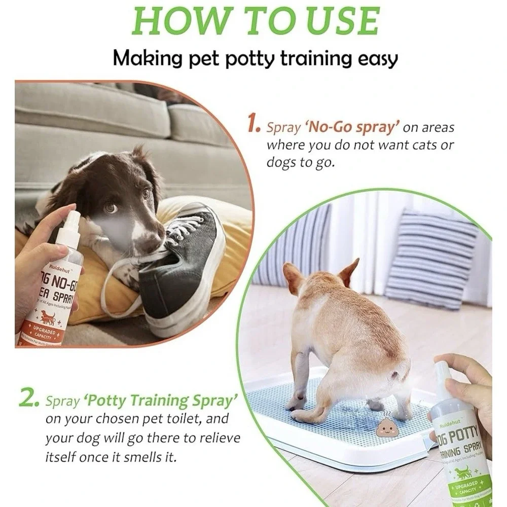 Puppy Training Spray Set - Dog Potty Training and No-Go Area Sprays 8 Fl. Oz. Ea